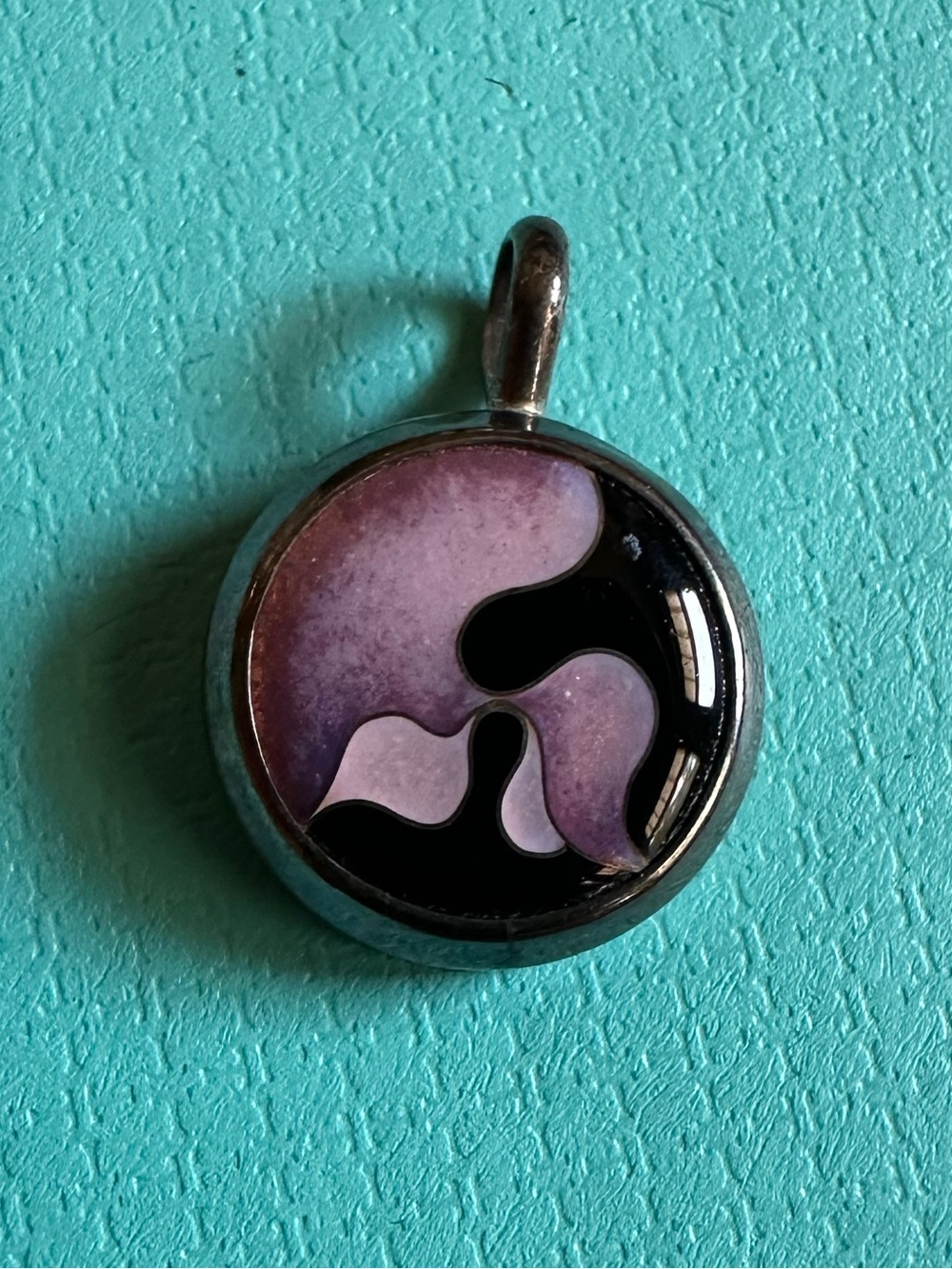 Vintage Artesian Signed Sterling Art Glass Necklace Pendant